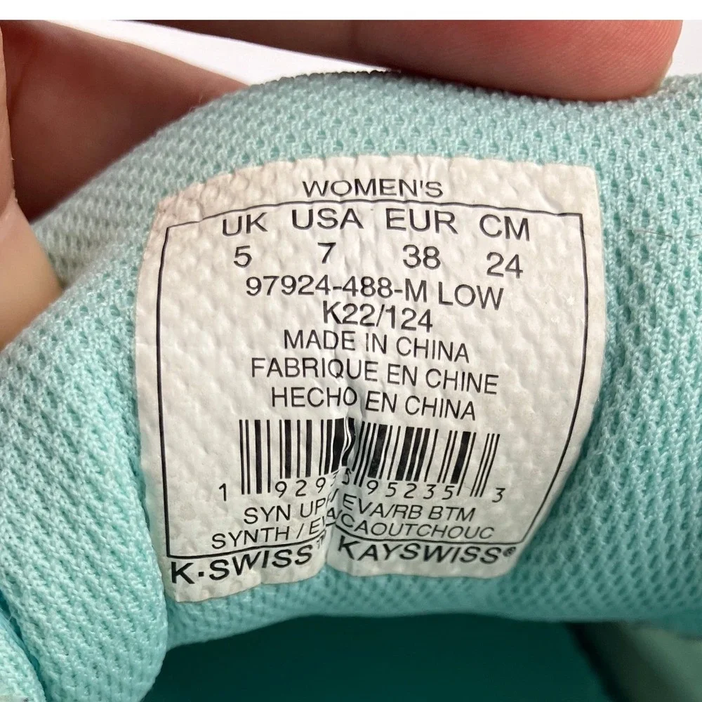 K-Swiss Tubes Comfort Technology Running Shoes Mint Green Womens 8